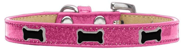 Black Bone Widget Dog Collar Pink Ice Cream Size 18